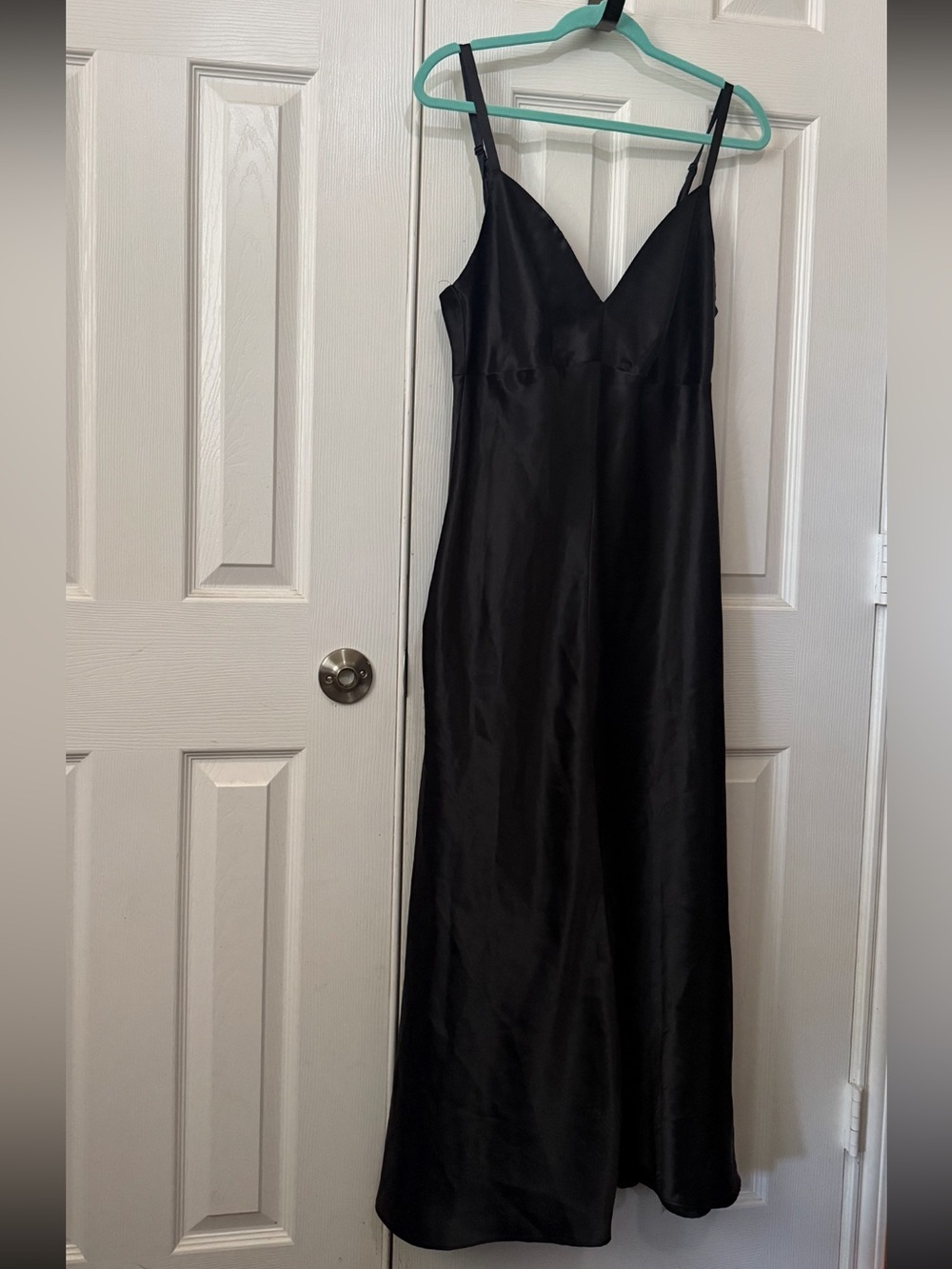 Vtg Y2K‎ Victoria’s Secret Black satin Maxi Gown Slip Dress Sz L Y2K